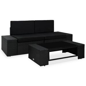 vidaXL Salon de jardin 3 pcs R&eacute;sine tress&eacute;e Noir