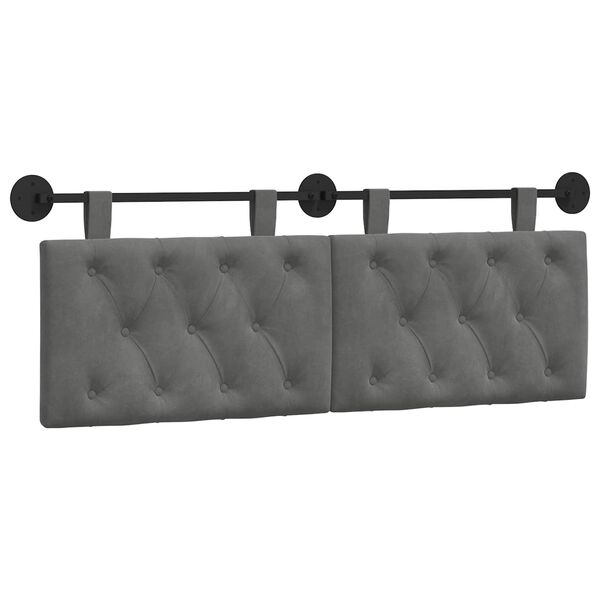 vidaXL T&ecirc;te de lit suspendue Gris fonc&eacute; 130 x 55 x 7 cm Velours