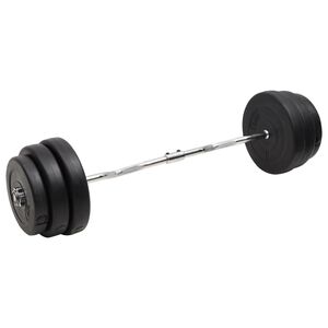 vidaXL Barre d'halt&egrave;res ondul&eacute;e avec plaques 90 kg