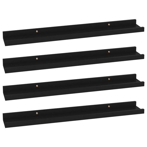 vidaXL &Eacute;tag&egrave;res murales 4 pcs Noir 60x9x3 cm