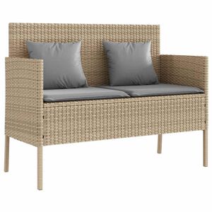 vidaXL Banc de jardin avec coussins beige r&eacute;sine tress&eacute;e