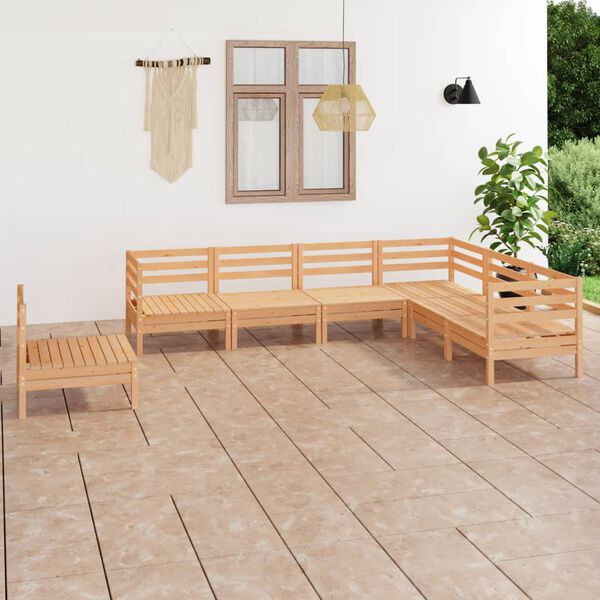 vidaXL Salon de jardin 7 pcs Bois de pin massif