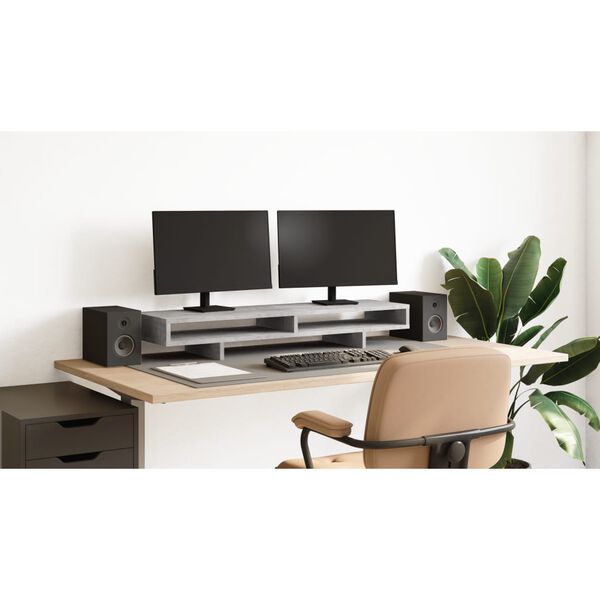 vidaXL Support de moniteur gris b&eacute;ton 100x27x15 cm bois d'ing&eacute;nierie