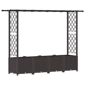 vidaXL Lit &Eacute;lev&eacute; avec Treillis et Toit Marron 203 x 40 x 136 cm PP