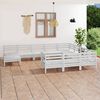 vidaXL Salon de jardin 11 pcs Blanc Bois de pin massif