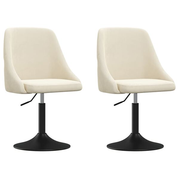 vidaXL Chaises &agrave; manger lot de 2 Cr&egrave;me Velours