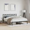 vidaXL Cadre de lit m&eacute;tal sans matelas avec t&ecirc;te de lit noir 150x200cm