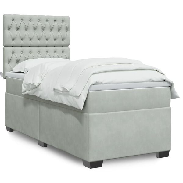 vidaXL Sommier &agrave; lattes de lit et matelas Gris clair 80x200 cm Velours