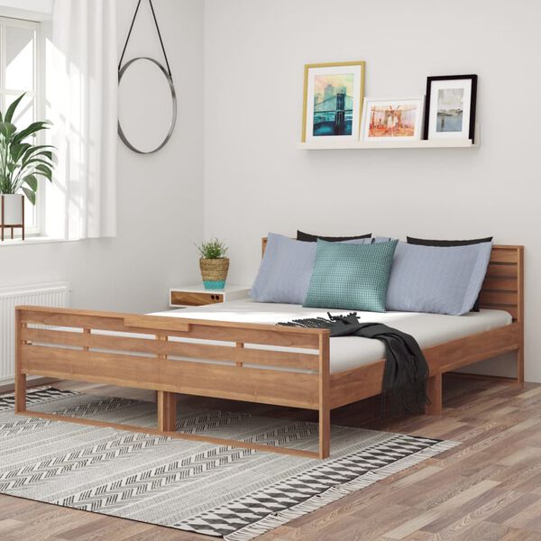 vidaXL Cadre de lit Bois de teck massif 160x200 cm