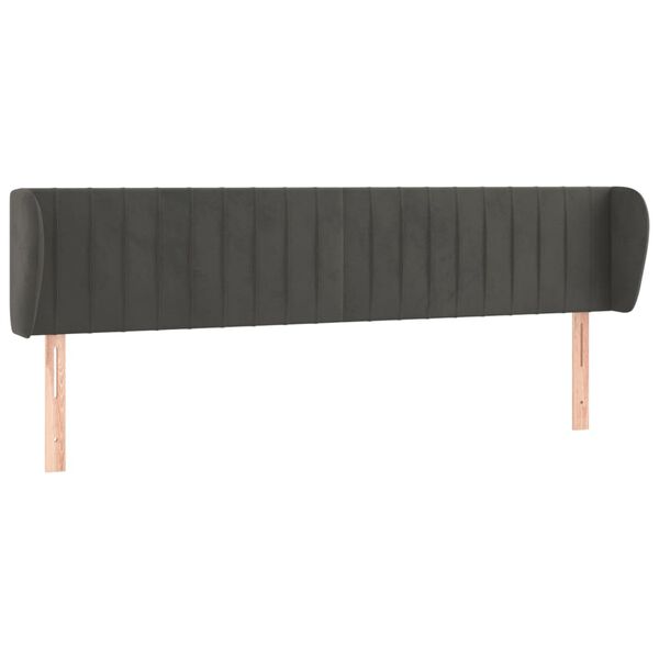 vidaXL T&ecirc;te de lit avec oreilles Gris fonc&eacute; 183x23x78/88 cm Velours