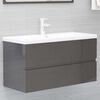 vidaXL Ensemble de meubles de salle de bain Gris brillant Agglom&eacute;r&eacute;