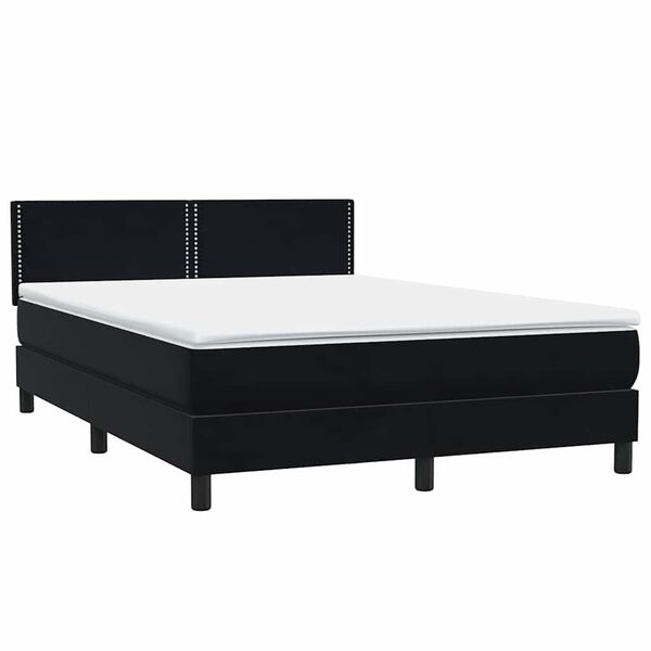 vidaXL Sommier &agrave; lattes de lit avec matelas noir 160x210 cm velours