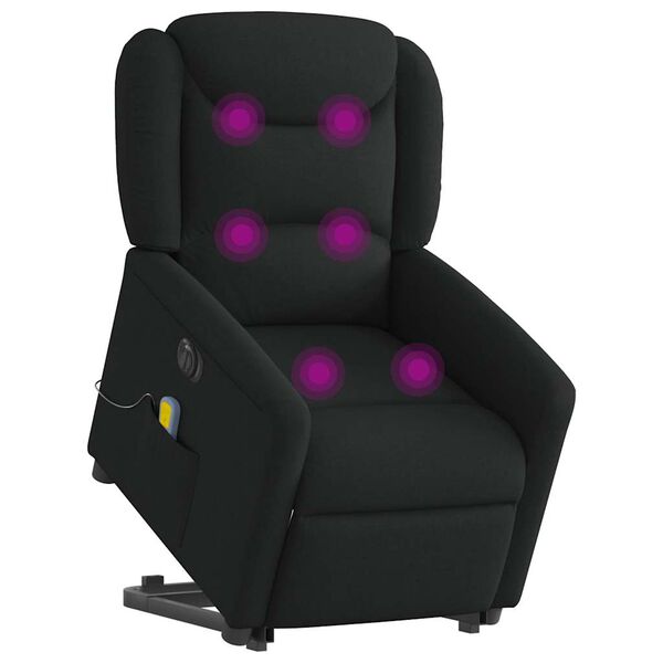 vidaXL Fauteuil inclinable de massage &eacute;lectrique Noir Tissu