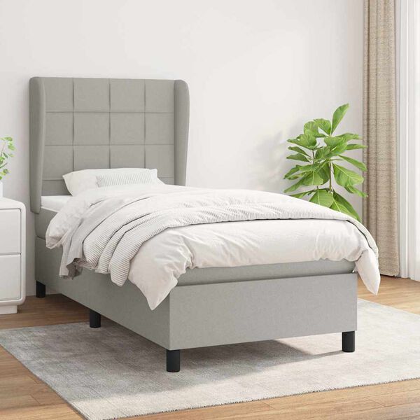 vidaXL Sommier &agrave; lattes de lit avec matelas Gris clair 80x200 cm Tissu