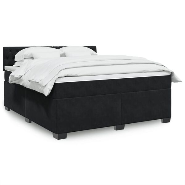 vidaXL Sommier &agrave; lattes de lit avec matelas Noir 180x200 cm Velours