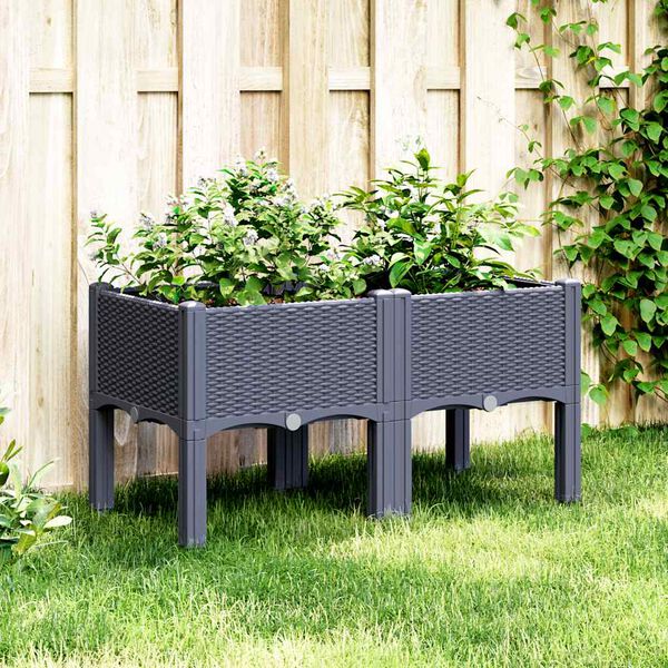 vidaXL Jardini&egrave;re avec pieds bleu gris 80x40x42 cm PP