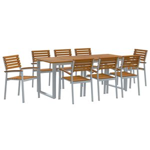 vidaXL Ensemble de salle &agrave; manger pour jardin 9 pcs Gris