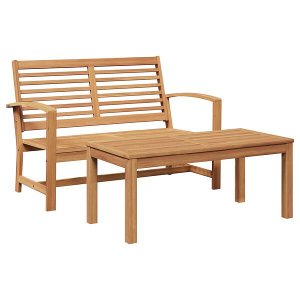 vidaXL banc 2 pcs Marron Bois de teck massif