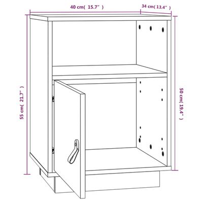 vidaXL Tables de chevet 2pcs Marron miel 40x34x55cm Bois de pin massif