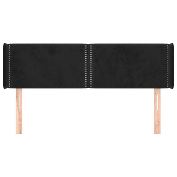 vidaXL T&ecirc;te de lit avec oreilles Noir 147x16x78/88 cm Velours