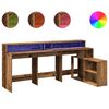 vidaXL Bureau avec lumi&egrave;res LED vieux bois bois d'ing&eacute;nierie