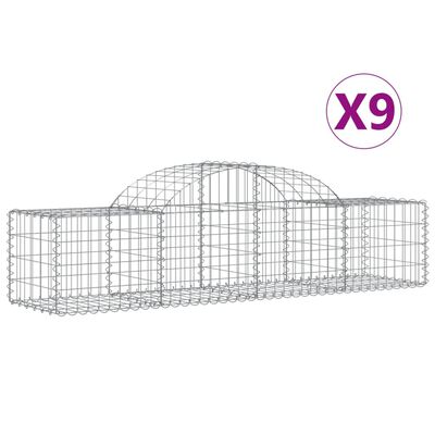 vidaXL Paniers à gabions arqués 9 pcs 200x50x40/60 cm fer galvanisé