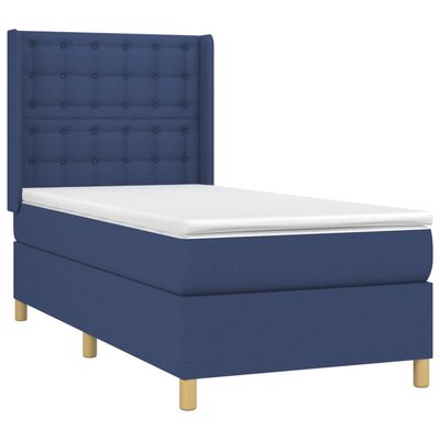 vidaXL Sommier à lattes de lit avec matelas Bleu 100x200 cm Tissu