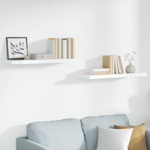 vidaXL &Eacute;tag&egrave;re murale flottante 2 pcs Blanc brillant 90x23,5x3,8cm MDF