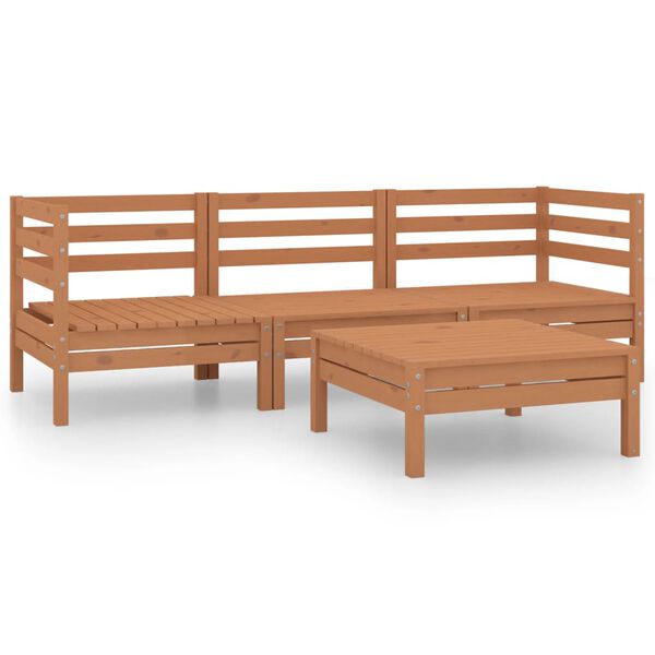 vidaXL Salon de jardin 4 pcs Marron miel Bois de pin massif