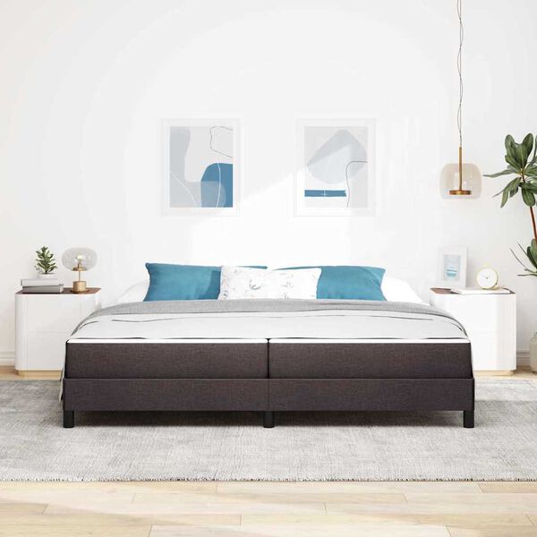 vidaXL Lit &agrave; ressorts avec matelas Marron fonc&eacute; 200 x 200 cm tissu