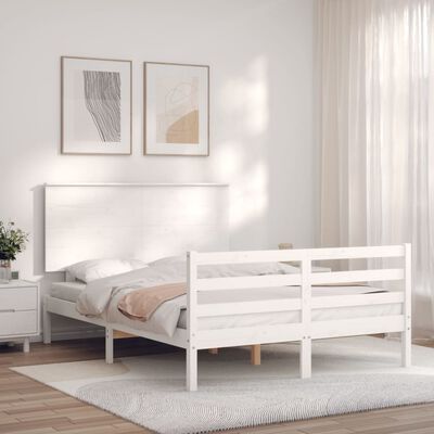 vidaXL Cadre de lit sans matelas blanc bois massif