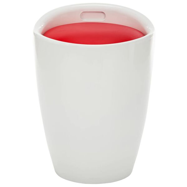 vidaXL Tabouret de rangement Blanc et rouge Similicuir