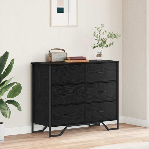 vidaXL Commode avec tiroir 2 pcs Ch&ecirc;ne noir 91 x 35,5 x 74,5 cm