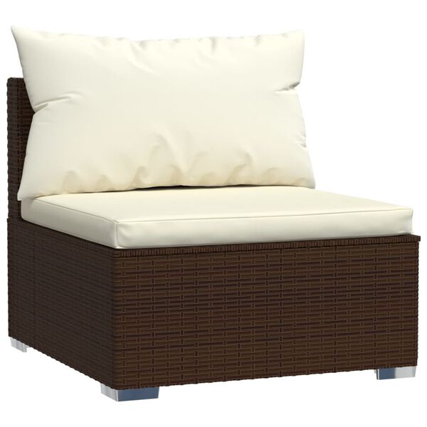 vidaXL Salon de jardin 8 pcs avec coussins r&eacute;sine tress&eacute;e marron