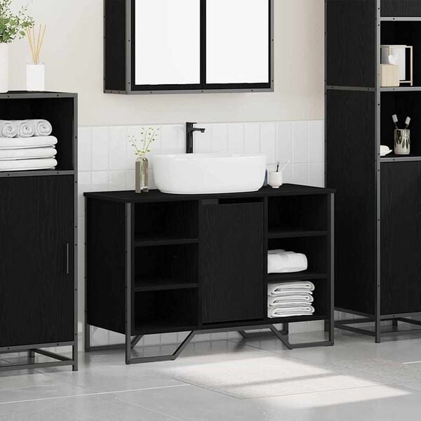 vidaXL Meuble de Lavabo de Salle de Bain Chêne noir 91 x 35 x 60 cm