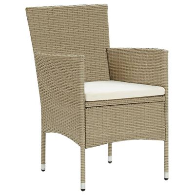 vidaXL Ensemble à manger de jardin et coussins 3 pcs Poly rotin Beige