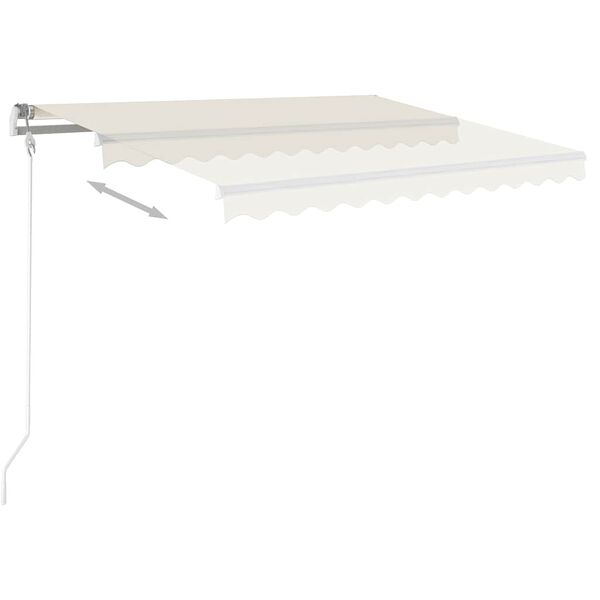 vidaXL Auvent manuel r&eacute;tractable avec LED 3x2,5 m Cr&egrave;me