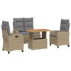 vidaXL Ensemble &agrave; manger de jardin coussins 4 pcs beige r&eacute;sine tress&eacute;e