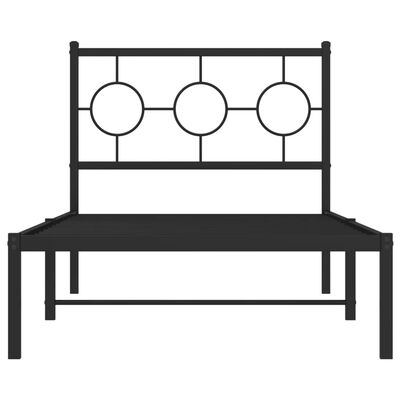 vidaXL Cadre de lit métal sans matelas avec tête de lit noir 90x200 cm