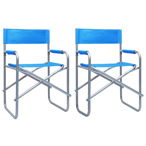 vidaXL Chaises de metteur en sc&egrave;ne lot de 2 Acier Bleu