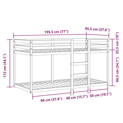 vidaXL Lit superposé avec rideaux bleu 90x190 cm bois pin massif