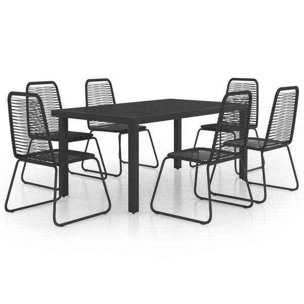 vidaXL Ensemble &agrave; manger de jardin 7 pcs PVC r&eacute;sine tress&eacute;e noir