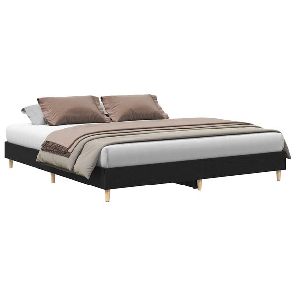 vidaXL Cadre de lit Ch&ecirc;ne noir 203 x 203 x 25 cm Bois d'ing&eacute;nierie