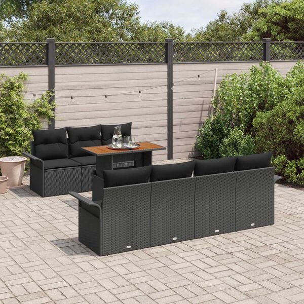 vidaXL Ensemble de canap&eacute; de jardin avec coussin 8 pcs Noir