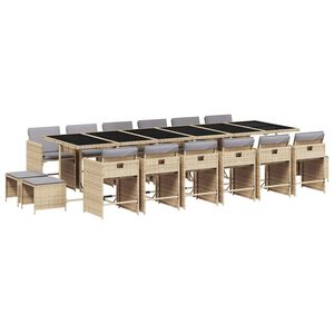 vidaXL Ensemble &agrave; manger de jardin et coussins 17 pcs m&eacute;lange beige