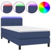 vidaXL Sommier &agrave; lattes de lit avec matelas et LED Bleu 90x190cm Tissu