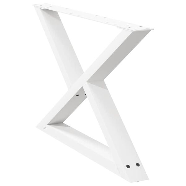 vidaXL Pieds de table basse 2 pi&egrave;ces Blanc 70 x (42-43,3) cm Acier