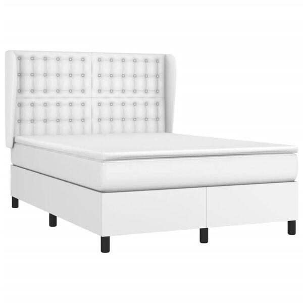 vidaXL Sommier &agrave; lattes de lit avec matelas Blanc 140x190cm Similicuir