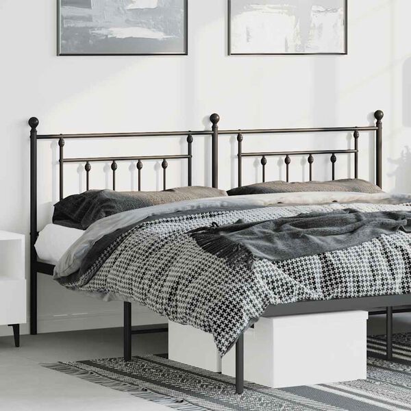 vidaXL T&ecirc;te de lit m&eacute;tal noir 193 cm