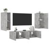 vidaXL Unit&eacute;s murales TV avec LED 4 pcs gris b&eacute;ton bois d'ing&eacute;nierie
